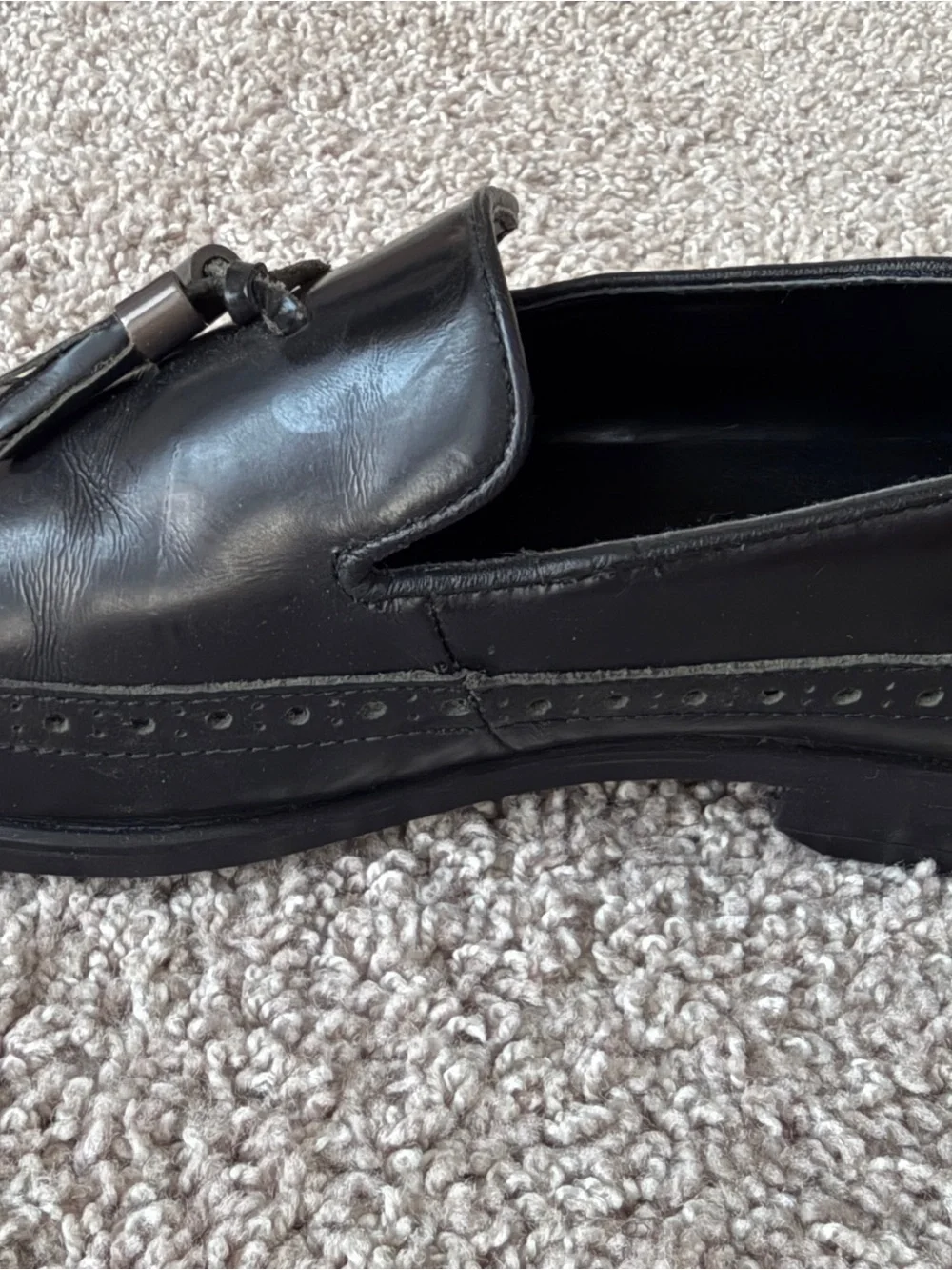ASOS Black Leather Tassel Loafers with Brogue Detailing